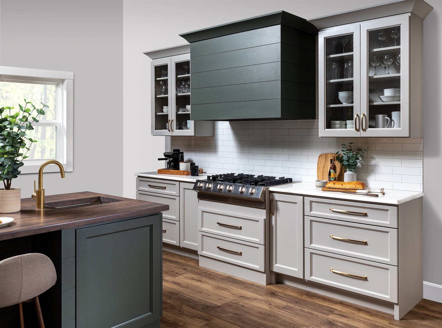 Bertch Huntington door style in Dune and Grove kitchen